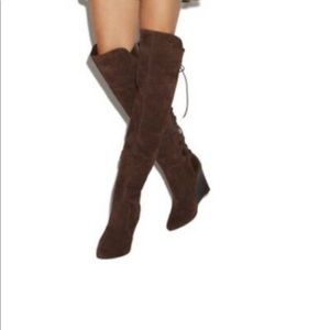 ShoeDazzle Olga Olive Wedge Boots-SZ-11